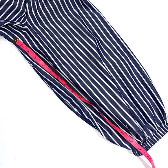 JCrew Blue White Striped Off The Shoulder Cotton Long Sleeve Top Size 14 - Picture 14 of 16